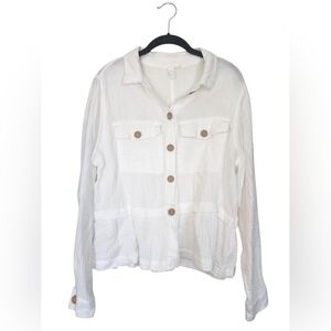 ADY P white cotton gauze, button-down shirt, size XL